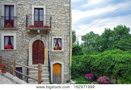 Italy Maiella National Park Roccacaramanico typical architectures of the village