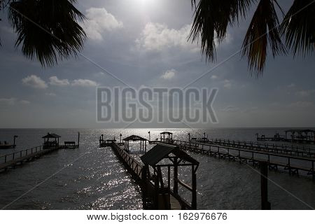 Fishing pier on Copano Bay Holiday Beach Texas.