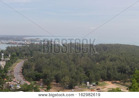 Songkhla Thailand December 24 2016 : Songkhla City Travel Top view from Tang Kuan Mountain in South Thailand.