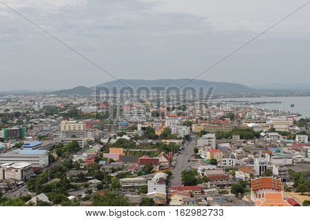 Songkhla Thailand December 24 2016 : Songkhla City Travel Top view from Tang Kuan Mountain in South Thailand.