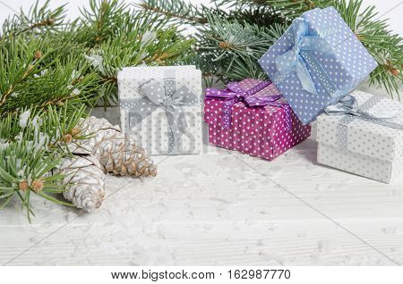 Greeting Card For Christmas On Wooden Top