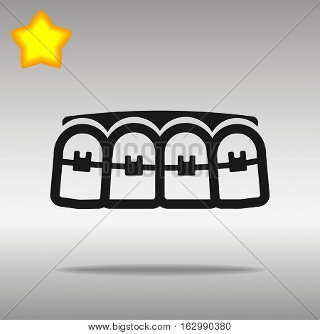 black teeth braces Icon button logo symbol concept high quality on the gray background