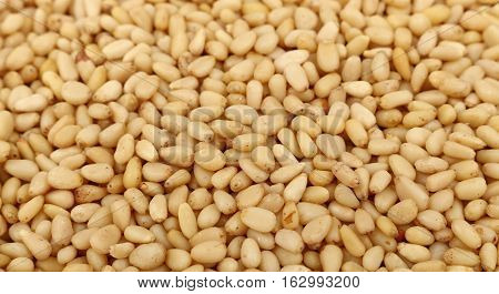 Peeled Pine Nuts Close Up High Angle