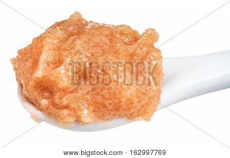 Salty Caviar Of Zander Fish In Ceramic Spoon
