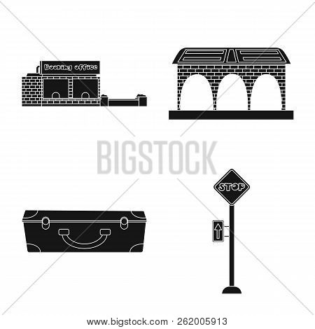 Vector Illustration Of Train And Station Symbol. Set Of Train And Ticket Stock Vector Illustration.