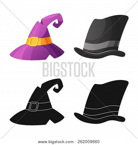 Vector Illustration Of Headgear And Cap Symbol. Set Of Headgear And Accessory Vector Icon For Stock.