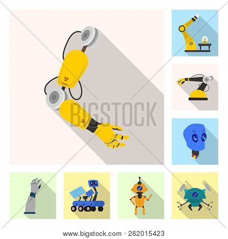 Vector Illustration Of Robot And Factory Sign. Collection Of Robot And Space Stock Vector Illustrati