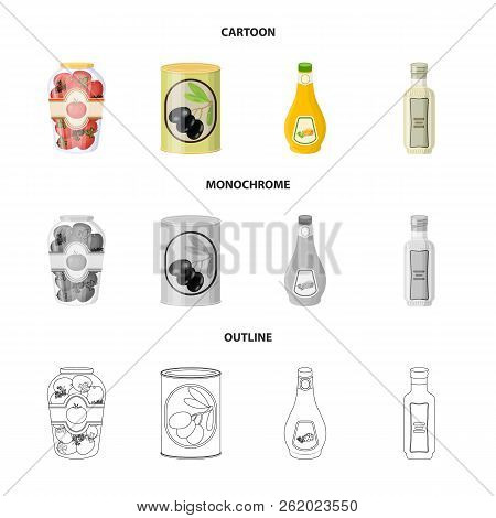 Vector Design Of Can And Food Logo. Set Of Can And Package Stock Vector Illustration.