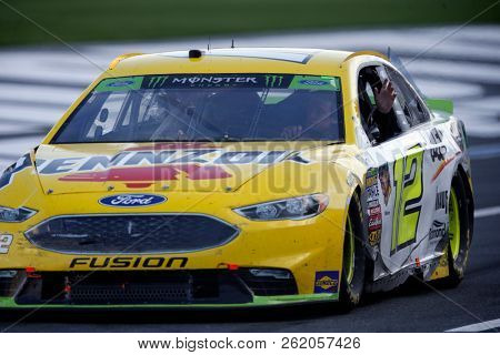 September 30, 2018 - Concord, North Carolina, USA: Ryan Blaney (12) wins the Bank of America ROVAL 400 at Charlotte Motor Speedway in Concord, North Carolina.