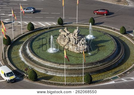 Madrid, Spain - January 24, 2018:  Panoramic View From The Terrace Of Cybele Palace (palacio De Cibe