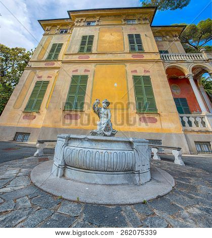Genoa (genova), Italy, May 31, 2017 - Villa Luxoro In Genoa Nervi, Near Genoa Nervi Groppallo Park, 