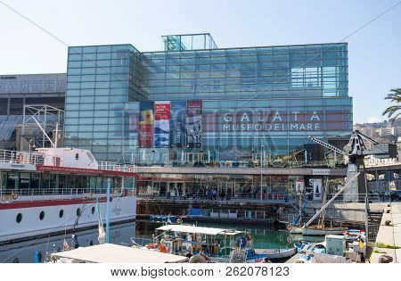 Genoa, Italy, April 5, 2018 - View Of Galata, Museum Of The Sea (museo Del Mare), In Genoa, Italy.