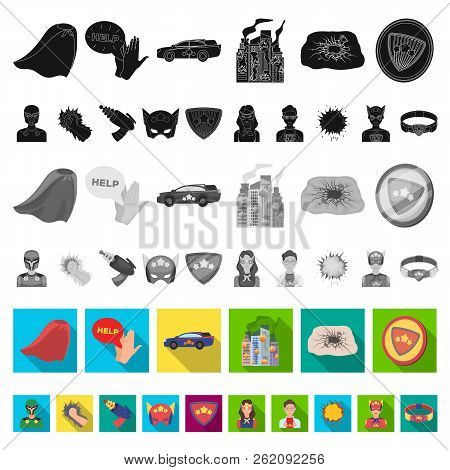 A Fantastic Superhero Flat Icons In Set Collection For Design. Superhero S Equipment Vector Symbol S