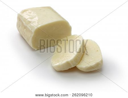 halloumi, Cyprus squeaky cheese isolated on white background