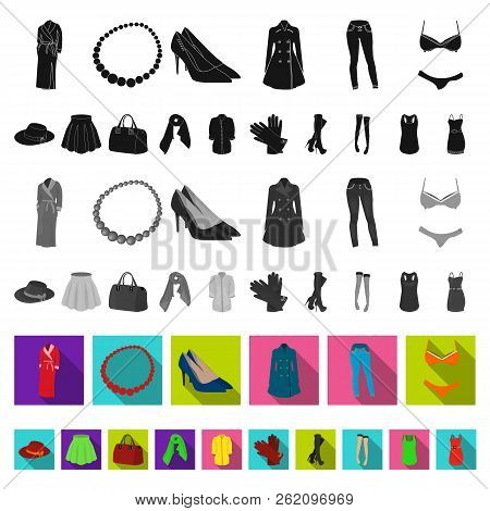 Women S Clothing Flat Icons In Set Collection For Design.clothing Varieties And Accessories Vector S