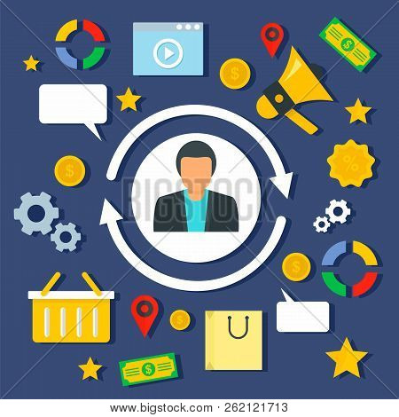 Client Retention Concept Background. Flat Illustration Of Client Retention Vector Concept Background