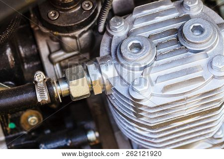 Industrial Electric Auto Motor Concept. Detailed Closeup Of Cross Section In Alternator Generator Ma