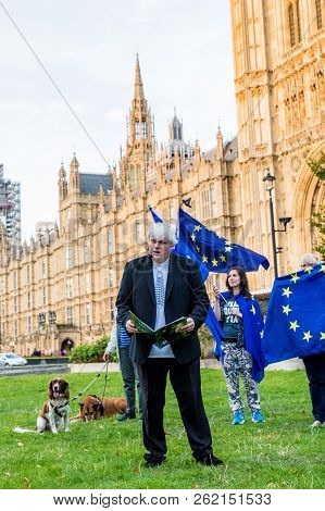 London. September 2018. A View Of A Boris Johnson Look A Like Protesting About Brexit In London