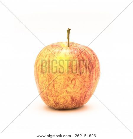 Close-up Single Raw Organic Gala Apple Isolated On White