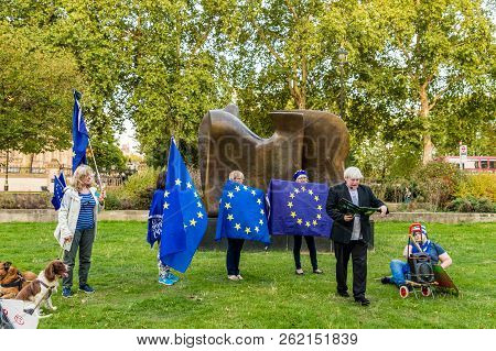 London. September 2018. A View Of A Boris Johnson Look A Like Protesting About Brexit In London