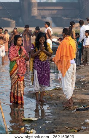 October 08,2018. Durgapur, West Bengal, India. Indian Hindu Women Do Faithful Offer 