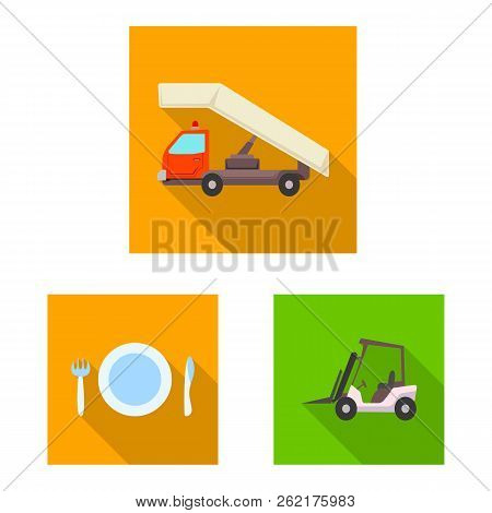Isolated Object Of Airport And Airplane Icon. Collection Of Airport And Plane Vector Icon For Stock.