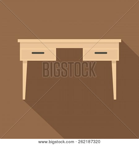 Wooden Table Icon. Flat Illustration Of Wooden Table Icon For Web Isolated On Coffee Ba Ckground