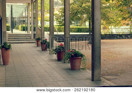 Bad Elster, Germany August 29, 2018: The Resort Architectural Ensemble Of Bad Elster With A Shady Pa