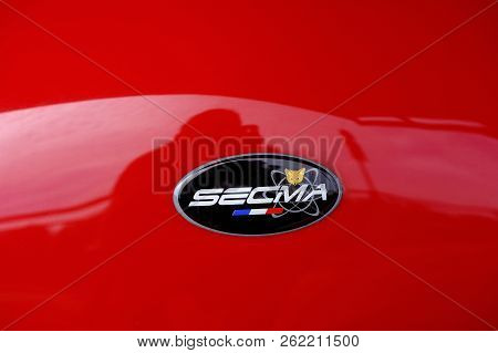 Ales, France - September 9, 2018: A Red Secma Sports Car On A Parking Lot Of The City Of Ales In The