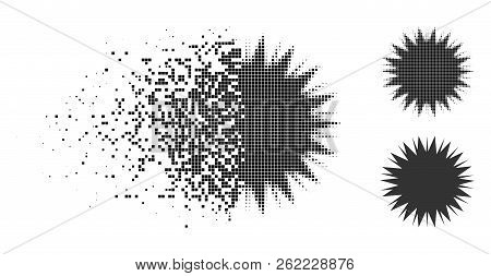 Microbe Spore Icon In Disappearing, Pixelated Halftone And Undamaged Whole Versions. Cells Are Group