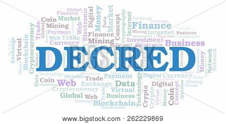Decred Cryptocurrency Coin Word Cloud. Word Cloud Made With Text Only.