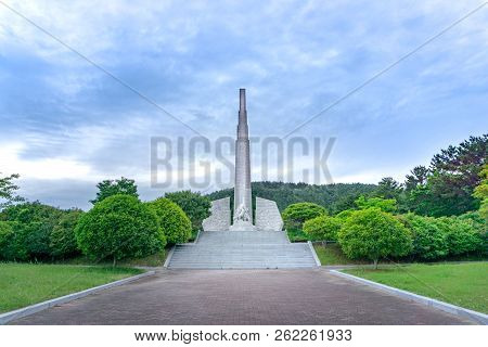 Geoje, South Korea - May 20, 2018 : The Monument Of Admiral Yi Sun-sin At Okpo Great Vitory Commemoa