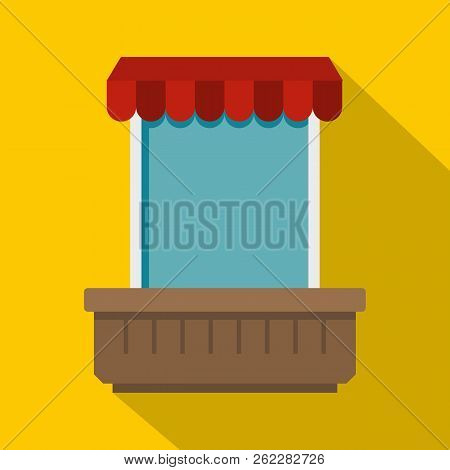 Window With Canopy Icon. Flat Illustration Of Window With Canopy Icon For Web
