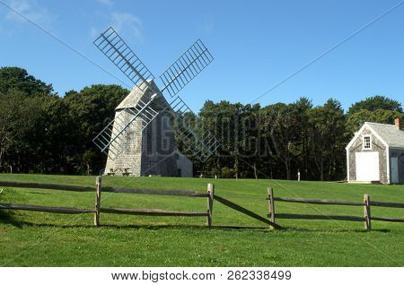 Higgins Farm Windmill.  Built In The 18th Century To Make Grain.  Located In Sandwich Ma Cape Cod