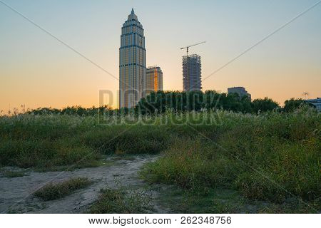 City Buildings Emerge From Nature , Hankou District Skyline In Wuhan Hubei China