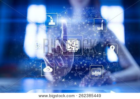 Microchip, Cpu, Processor, Microcircuit Computing Engineering. Industrial And Technology Concept. Sm