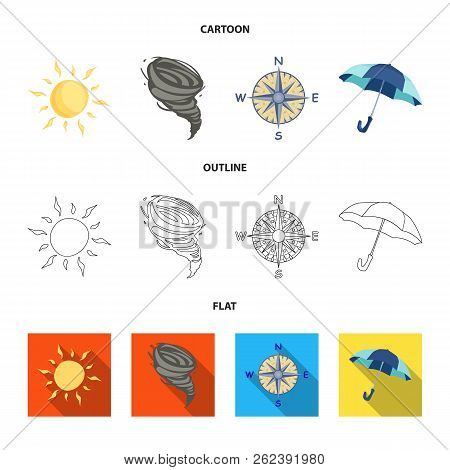 Vector Design Of Weather And Climate Sign. Set Of Weather And Cloud Stock Vector Illustration.
