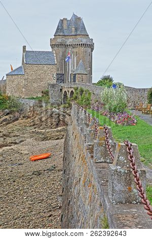 Solidor Tower Located In The Estuary Of The River Rance In Saint Servan, Saint Malo, Brittany, Franc