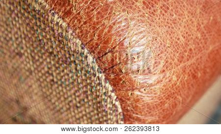 An Armchair Spoiled By The Claws Of A Cat. Scratches From The Cat's Claws On The Upholstery Of The C