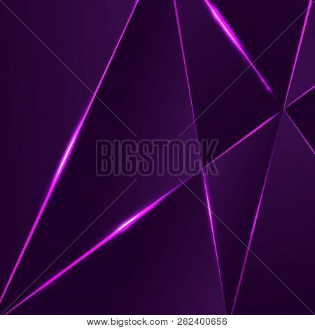 Premium Background, Luxury Dark Polygonal Pattern And Purple Triangle Lines. Low Poly Gradient Shape
