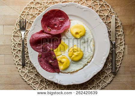 Fried Eggs With Bacon / Concept Backround