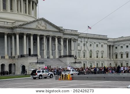 Washington, Dc - October 06, 2018: Protesters At The Capitol Building During The Senate Vote For The