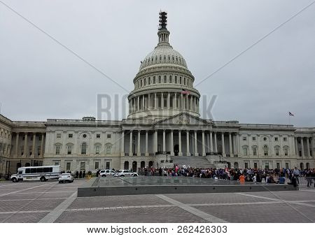 Washington, Dc - October 06, 2018: Protesters At The Capitol Building During The Senate Vote For The