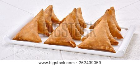Vegetable Samosa, A Delicious Snack Food Stuffed With Vegetables And Spices