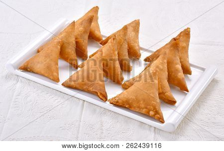 Vegetable Samosa, A Delicious Snack Food Stuffed With Vegetables And Spices