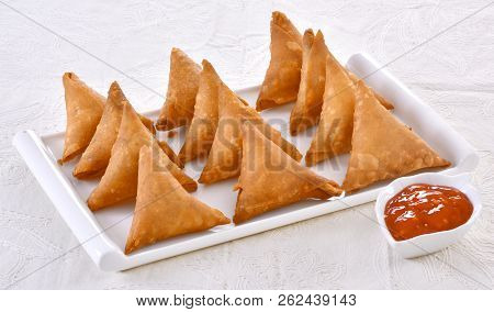 Vegetable Samosa, A Delicious Snack Food Stuffed With Vegetables And Spices