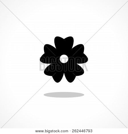 Black Flower Glyph Icon. Isolated Plant Silhouette.