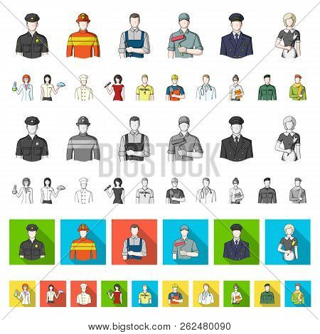 People Of Different Professions Cartoon Icons In Set Collection For Design. Worker And Specialist Ve