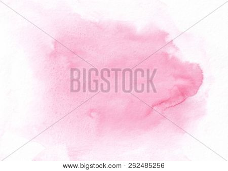 Pink Runned Out Watercolor Stain. Abstract Background For Any Graphic Work