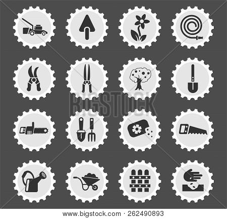 Landscape Design Web Icons Stylized Postage Stamp For User Interface Design